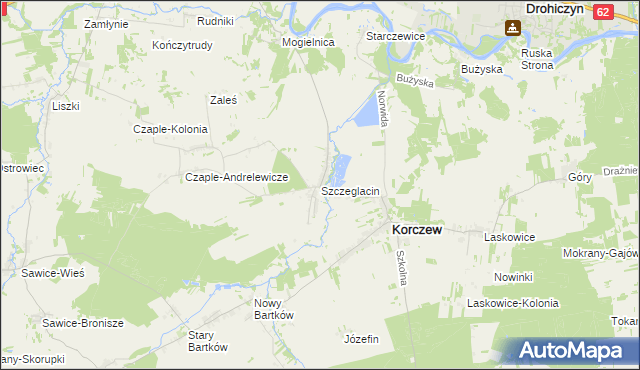mapa Szczeglacin, Szczeglacin na mapie Targeo
