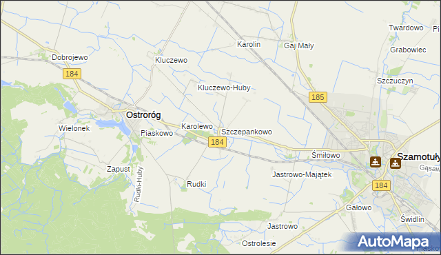 mapa Szczepankowo gmina Ostroróg, Szczepankowo gmina Ostroróg na mapie Targeo