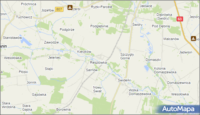 mapa Szczygły Dolne, Szczygły Dolne na mapie Targeo