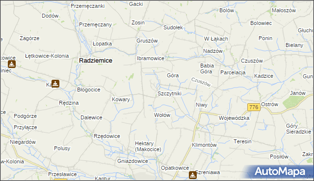 mapa Szczytniki gmina Proszowice, Szczytniki gmina Proszowice na mapie Targeo