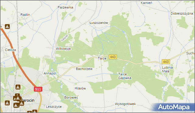 mapa Tarce, Tarce na mapie Targeo