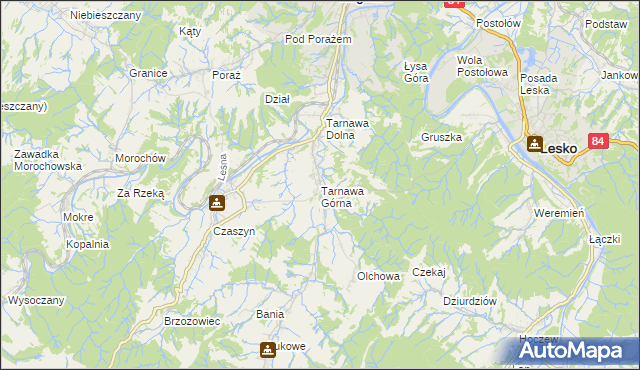 mapa Tarnawa Górna gmina Zagórz, Tarnawa Górna gmina Zagórz na mapie Targeo
