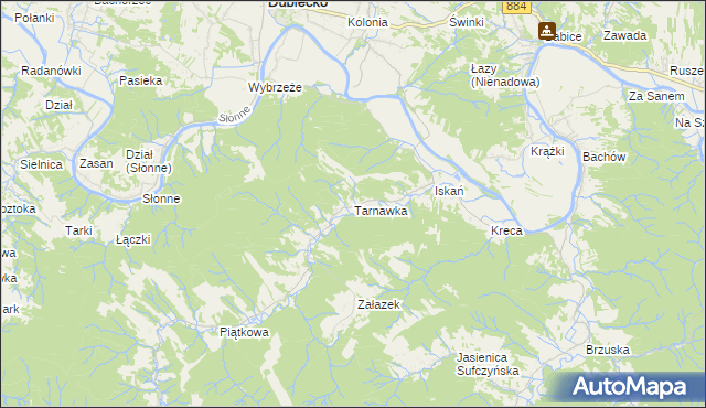 mapa Tarnawka gmina Dubiecko, Tarnawka gmina Dubiecko na mapie Targeo