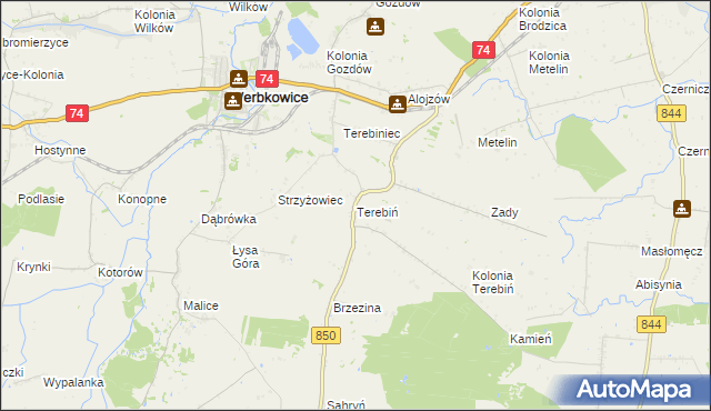 mapa Terebiń, Terebiń na mapie Targeo