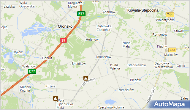 mapa Tomaszów gmina Orońsko, Tomaszów gmina Orońsko na mapie Targeo