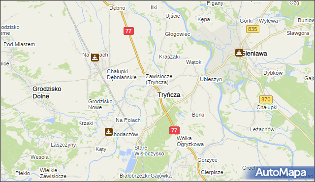 mapa Tryńcza, Tryńcza na mapie Targeo
