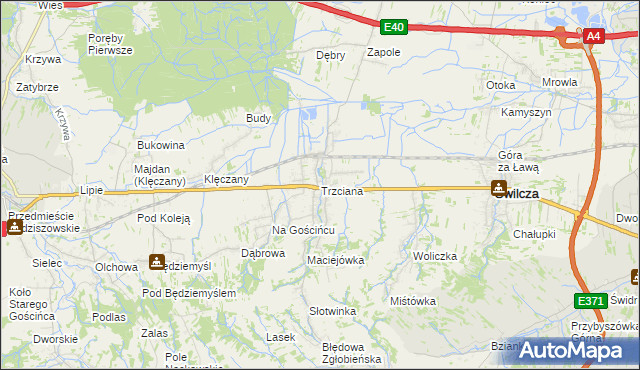 mapa Trzciana gmina Świlcza, Trzciana gmina Świlcza na mapie Targeo