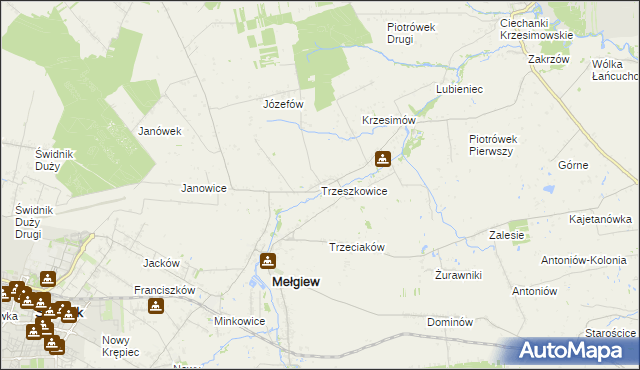 mapa Trzeszkowice, Trzeszkowice na mapie Targeo
