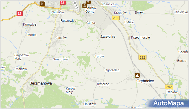 mapa Turów gmina Głogów, Turów gmina Głogów na mapie Targeo