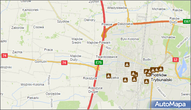 mapa Twardosławice, Twardosławice na mapie Targeo