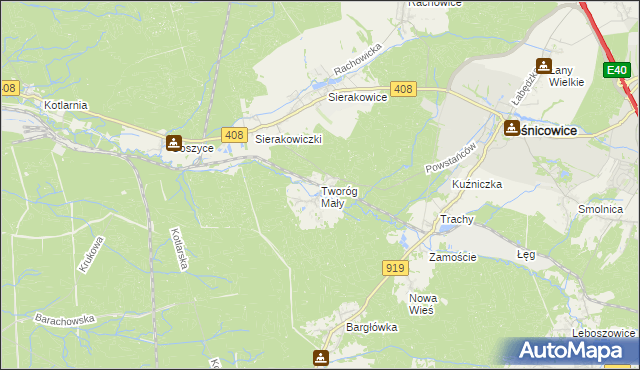 mapa Tworóg Mały, Tworóg Mały na mapie Targeo
