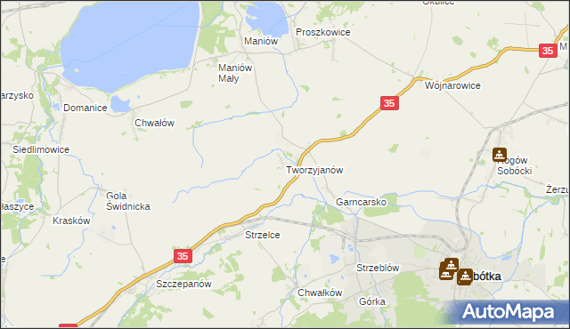 mapa Tworzyjanów, Tworzyjanów na mapie Targeo