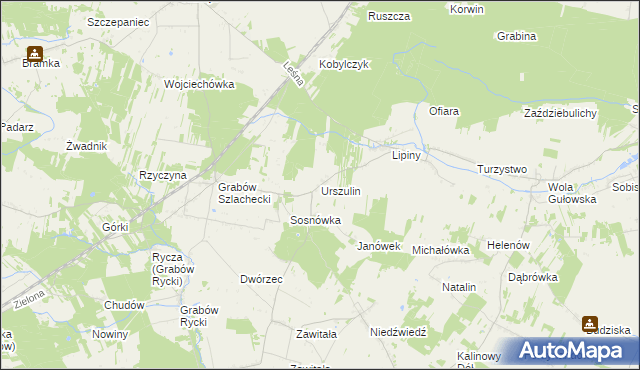 mapa Urszulin gmina Nowodwór, Urszulin gmina Nowodwór na mapie Targeo