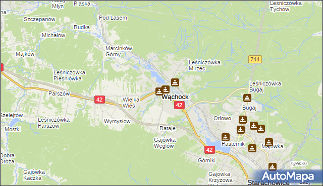mapa Wąchock, Wąchock na mapie Targeo