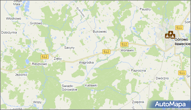 mapa Wągniki gmina Górowo Iławeckie, Wągniki gmina Górowo Iławeckie na mapie Targeo