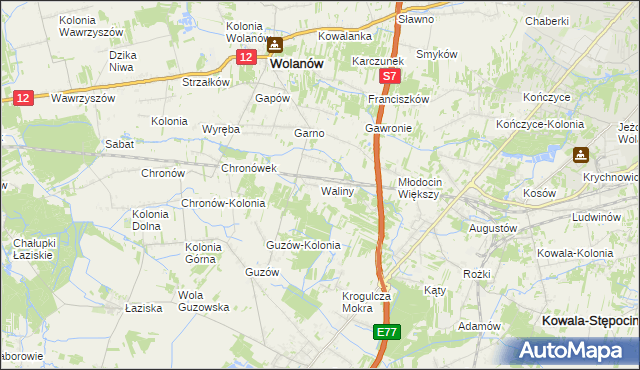 mapa Waliny, Waliny na mapie Targeo