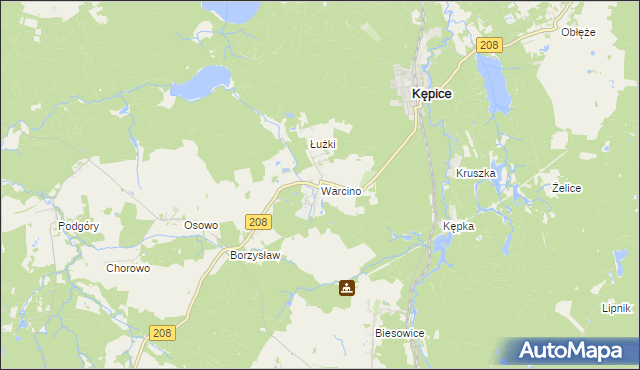 mapa Warcino, Warcino na mapie Targeo
