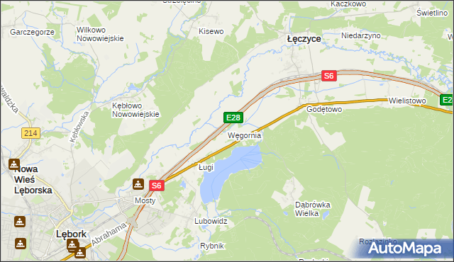 mapa Węgornia, Węgornia na mapie Targeo