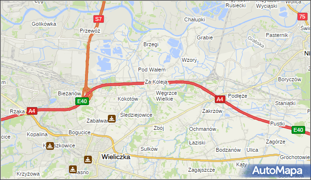 mapa Węgrzce Wielkie, Węgrzce Wielkie na mapie Targeo