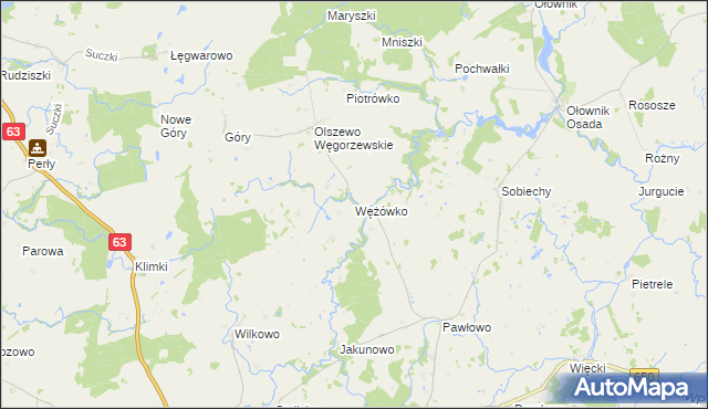 mapa Wężówko, Wężówko na mapie Targeo