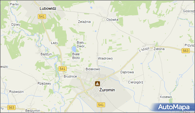 mapa Wiadrowo, Wiadrowo na mapie Targeo