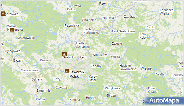 mapa Widaczów, Widaczów na mapie Targeo