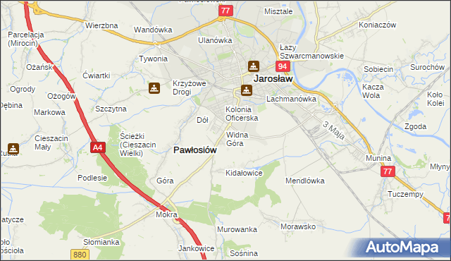 mapa Widna Góra, Widna Góra na mapie Targeo