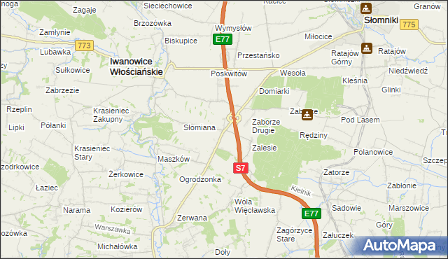 mapa Widoma gmina Iwanowice, Widoma gmina Iwanowice na mapie Targeo