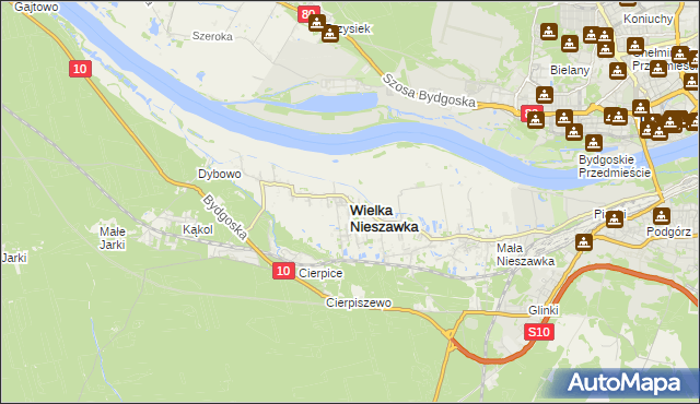 mapa Wielka Nieszawka, Wielka Nieszawka na mapie Targeo