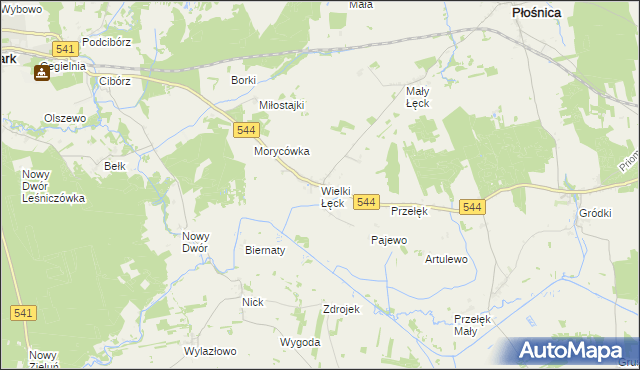 mapa Wielki Łęck, Wielki Łęck na mapie Targeo