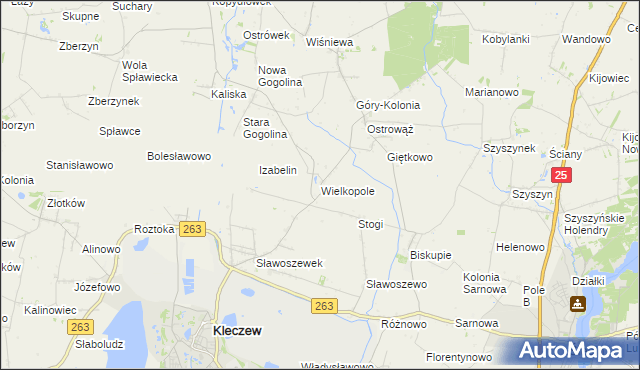 mapa Wielkopole gmina Kleczew, Wielkopole gmina Kleczew na mapie Targeo