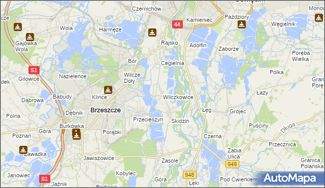 mapa Wilczkowice gmina Brzeszcze, Wilczkowice gmina Brzeszcze na mapie Targeo