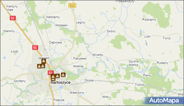 mapa Wirwilty, Wirwilty na mapie Targeo