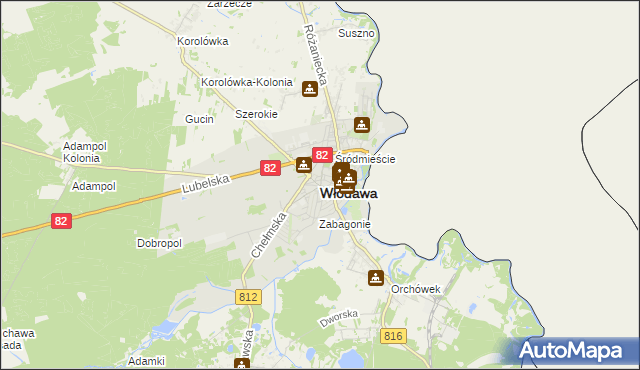mapa Włodawa, Włodawa na mapie Targeo