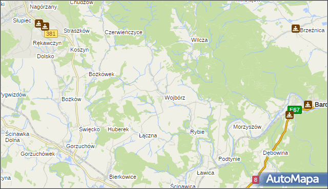 mapa Wojbórz, Wojbórz na mapie Targeo