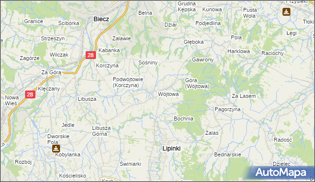 mapa Wójtowa, Wójtowa na mapie Targeo