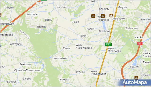 mapa Wola Krakowiańska, Wola Krakowiańska na mapie Targeo