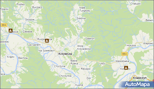 mapa Wola Krzywiecka, Wola Krzywiecka na mapie Targeo