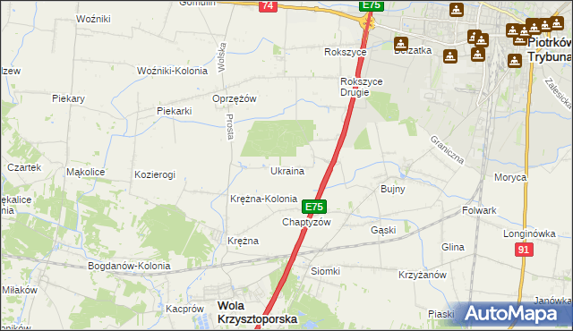 mapa Wola Rokszycka, Wola Rokszycka na mapie Targeo