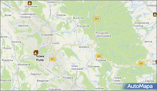 mapa Wolibórz, Wolibórz na mapie Targeo