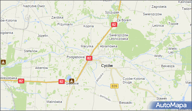 mapa Wólka Cycowska, Wólka Cycowska na mapie Targeo