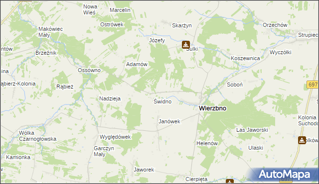 mapa Wólka gmina Wierzbno, Wólka gmina Wierzbno na mapie Targeo