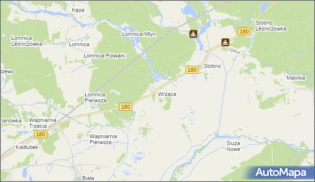 mapa Wrząca gmina Trzcianka, Wrząca gmina Trzcianka na mapie Targeo