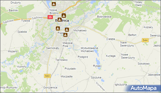 mapa Wybudowanie Michałowo, Wybudowanie Michałowo na mapie Targeo