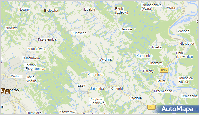 mapa Wydrna, Wydrna na mapie Targeo