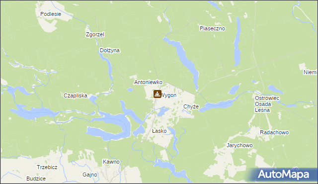 mapa Wygon gmina Bierzwnik, Wygon gmina Bierzwnik na mapie Targeo