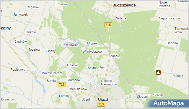mapa Wykno gmina Ujazd, Wykno gmina Ujazd na mapie Targeo