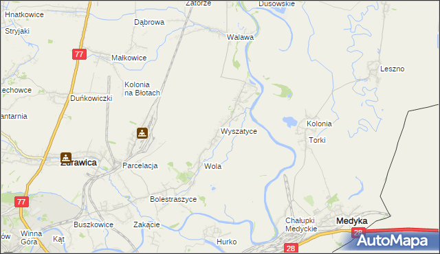 mapa Wyszatyce, Wyszatyce na mapie Targeo