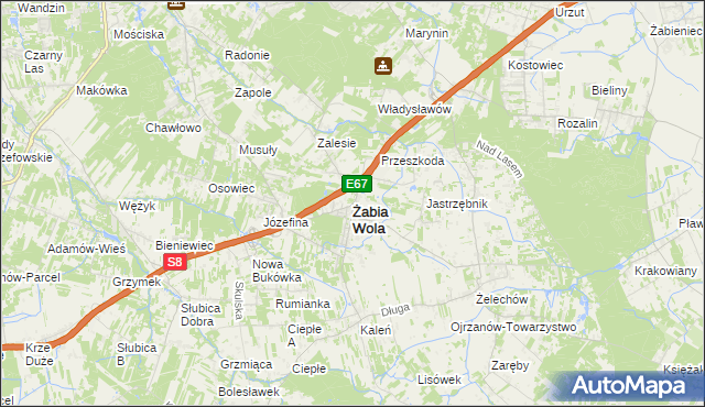 mapa Żabia Wola powiat grodziski, Żabia Wola powiat grodziski na mapie Targeo
