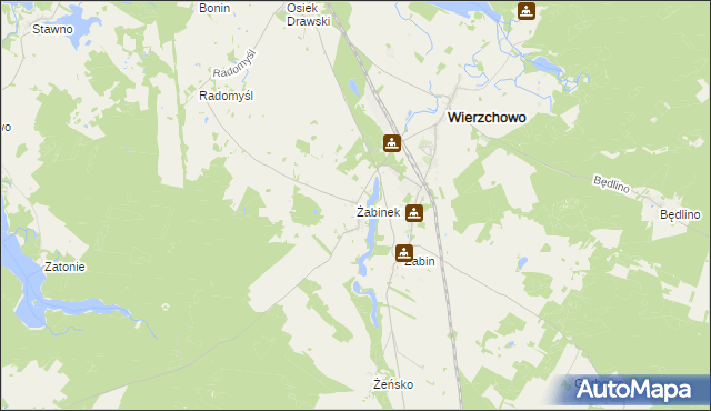mapa Żabinek gmina Wierzchowo, Żabinek gmina Wierzchowo na mapie Targeo